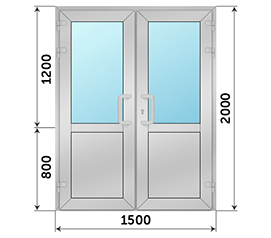 Двухстворчатая дверь со стеклом AGS 1500x2000