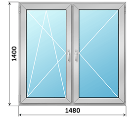 Двухстворчатое окно AGS 1480x1400