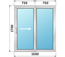Полуторная дверь остекленная NEWTEC 1500x1700