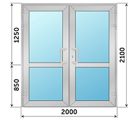 Двухстворчатая дверь остекленная NEWTEC 2000x2100