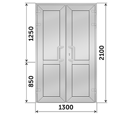 Двухстворчатая дверь глухая NEWTEC 1300x2100