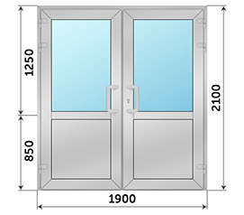 Двухстворчатая дверь со стеклом NEWTEC 1900x2100