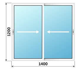 Двухстворчатое окно NEWTEC 1400x1200