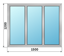 Трехстворчатое окно NEWTEC 1500x1200