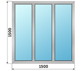 Трехстворчатое окно NEWTEC 1500x1500
