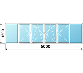 Окно на лоджию NEWTEC 6000x1600