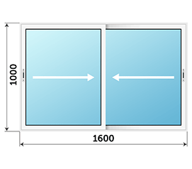 Двухстворчатое окно NEWTEC 1600x1000